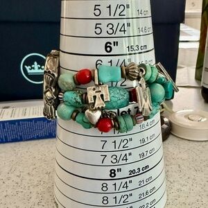 7 sterling silver charms southwestern turquoise coral mother of pearl watch